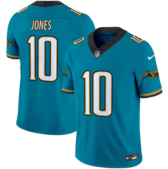 Youth Jacksonville Jaguars #10 Mac Jones Teal 2024 F.U.S.E. Prowler Throwback Vapor Limited Football Stitched Jersey